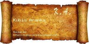 Kubis Aranka névjegykártya